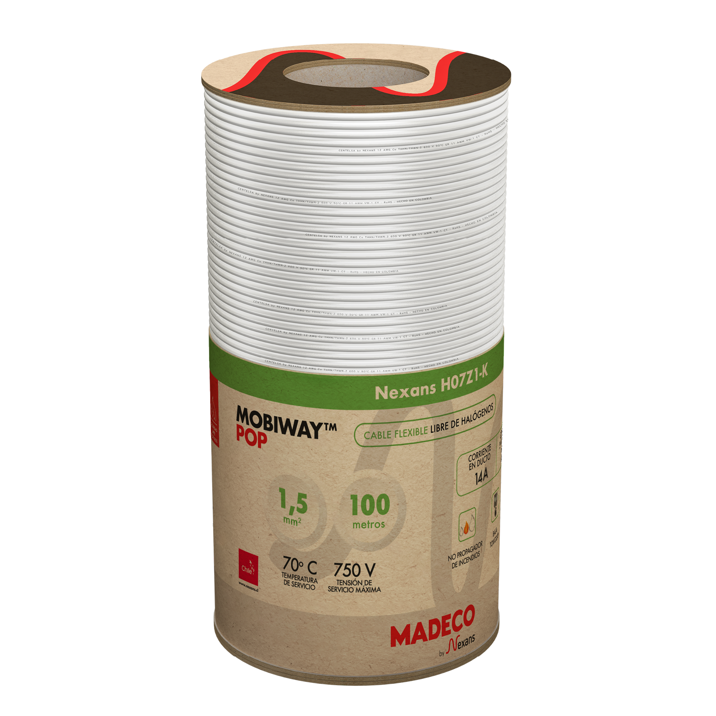 MOBIWAY POP CONDUCTOR H07Z1-K 1.5 MM BLANCO 100M