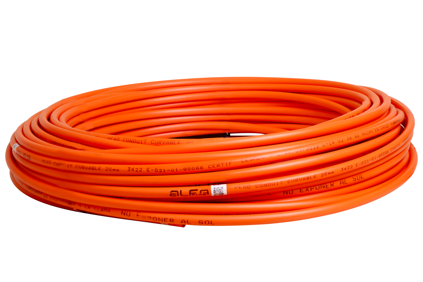 TUBO CURVABLE PVC 16 MM NARANJO FUERTE LIBRE DE HALOGENOS