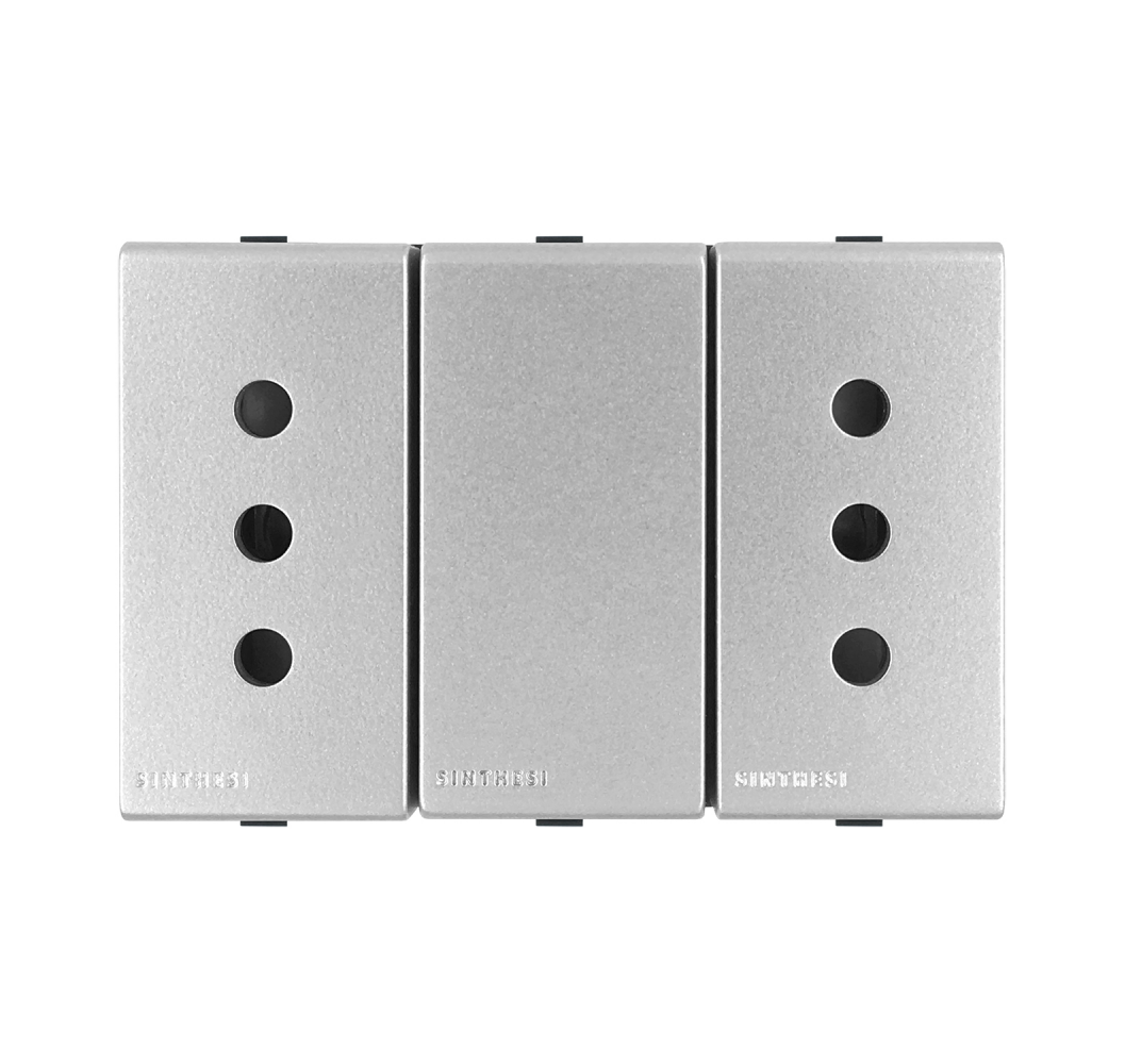 SINTH.S44 ENCH.DUPLEX 2P+T 10A PLATA 443412