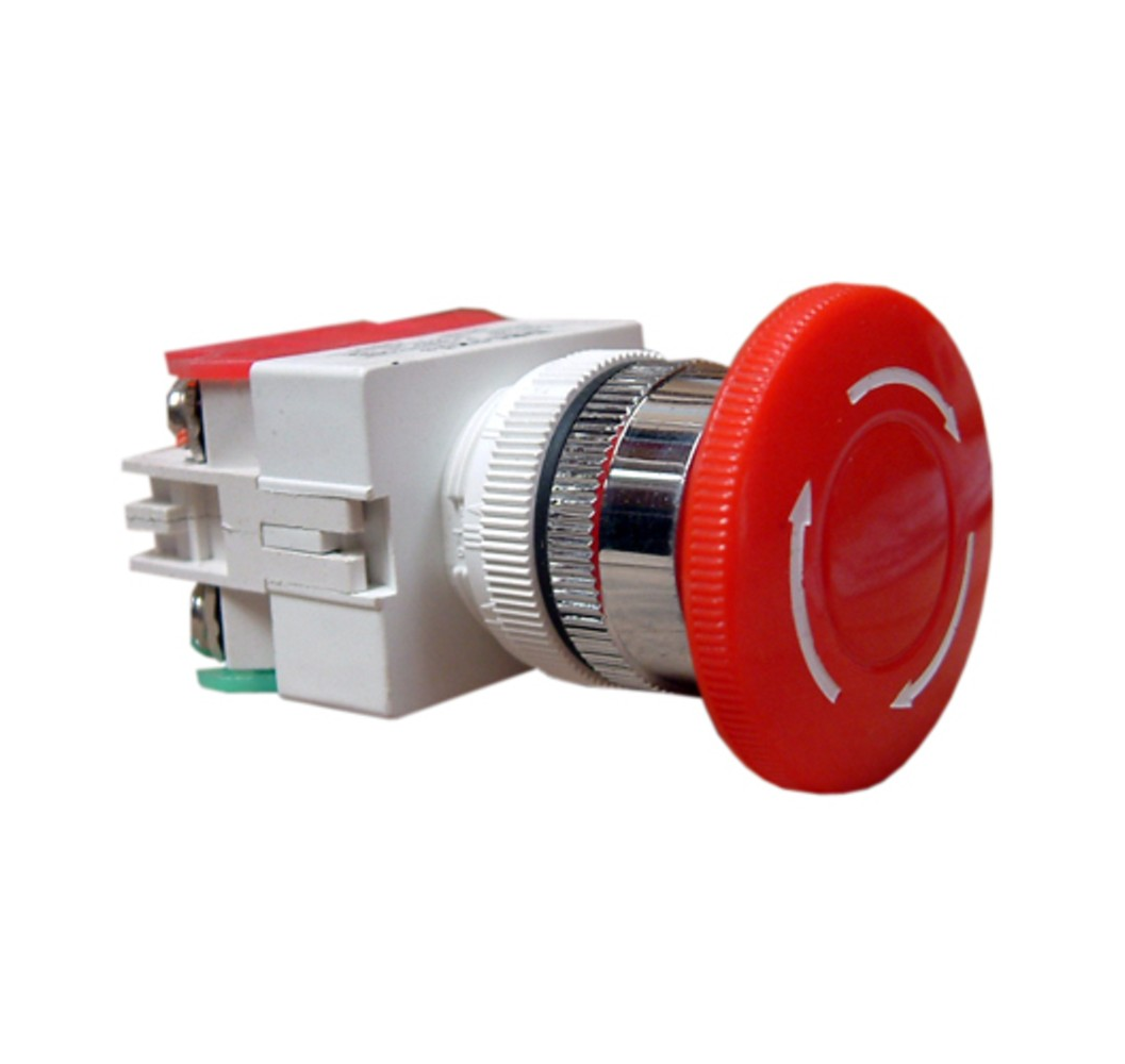 PULSADOR HONGO MET.ROJO 22mm 1NC