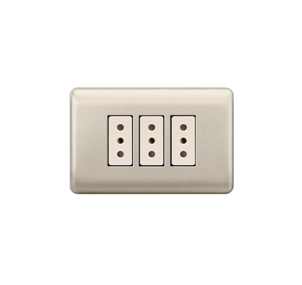 GENESIS NUEVA ENCHUFE TRIPE 10A 2P+T NIQUEL BEIG 7419