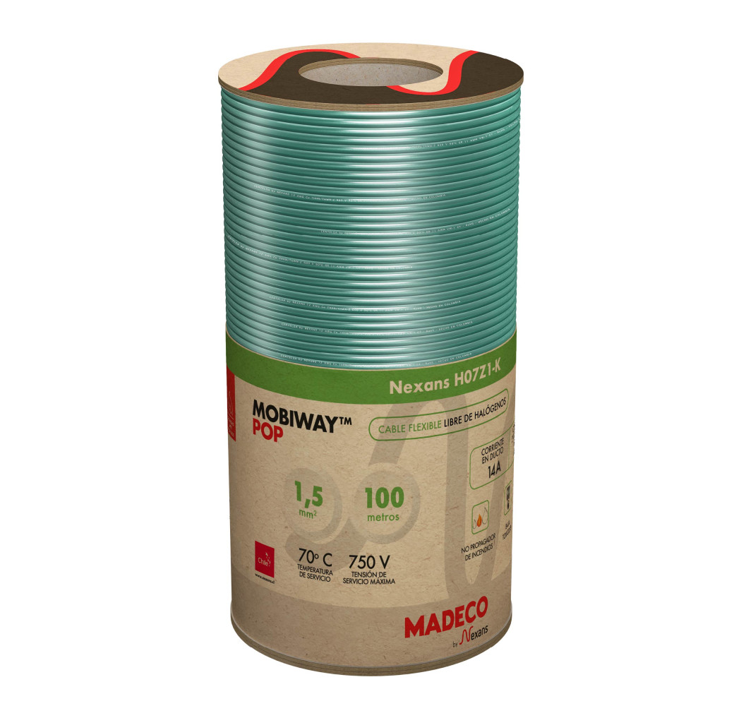 MOBIWAY POP CONDUCTOR H07Z1-K 1.5 MM VERDE 100M
