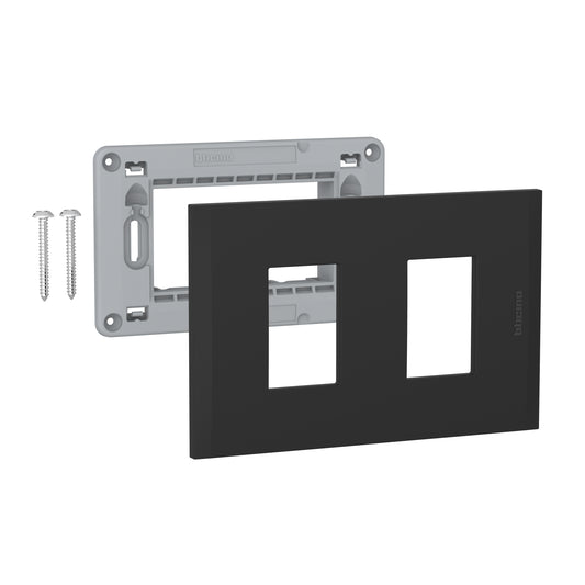 NOBILE PLACA 2 PUESTO CON SOPORTE COLOR NEGRO AF5S2NG