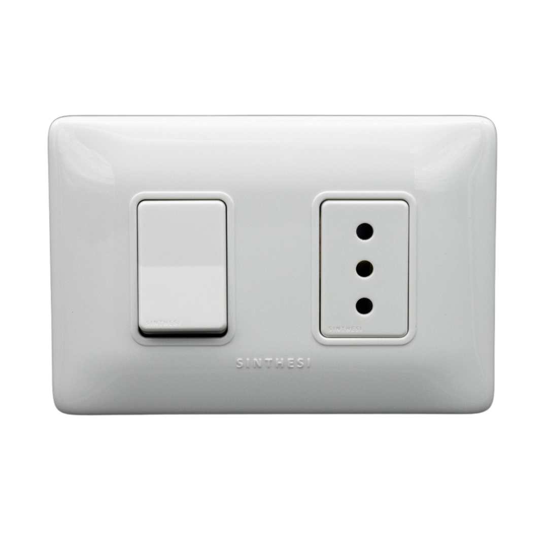 S12 MODULO INTERRUPTOR 9/12+ ENCHUFE 10A ARMADO BLCO 1294001