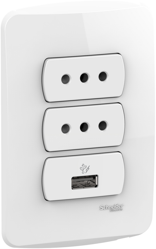 MILUZ MODULO ENCHUFE DOBLE 10+ USB ARMADO BLANCO S3B60500