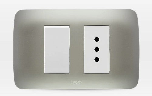 LEXO0 INTERRUPTOR 9/12 + ENCHUFE 10A ARMADO BLANCO PLATA 538