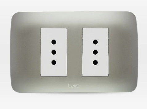 LEXO ENCHUFE DOBLE 10A ARMADO BLANCO PLATA 5380113E