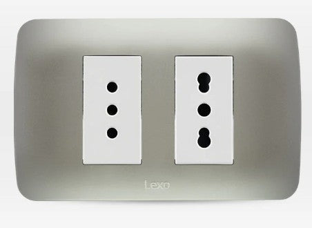 LEXO ENCHUFE DOBLE 10A+10/16A ARMADO BLANCO PLATA 5380118E