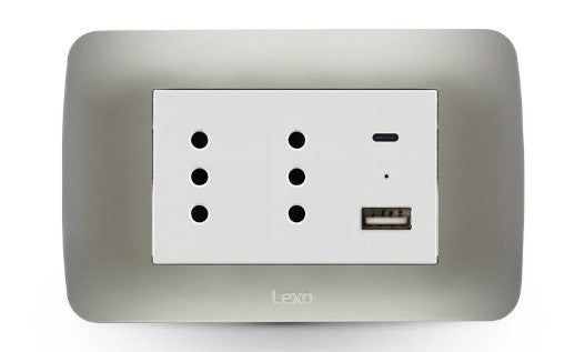 LEXO ENCHUFE DUPLEX 10A + 2 CARGADOR TIPO A /C BL/PL 5581146