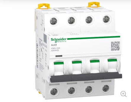 INTERRUPTOR TERMOMAGNETICO 4x20A 10/15KA C A9F94420