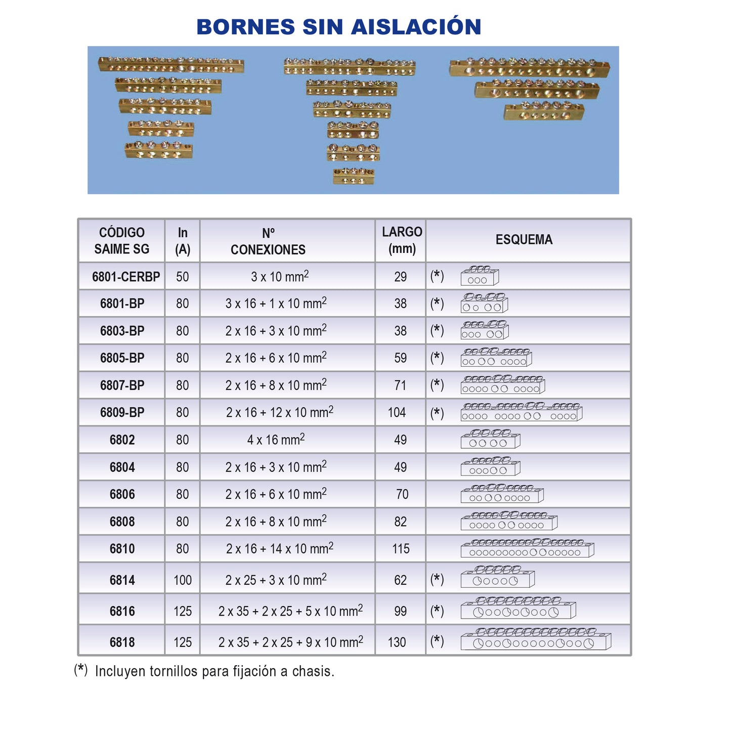 BARRA CONEXION SIN AISLACION 16PERNOS 6810