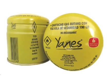 GAS BUTANO CON VALVULA DE SEGURIDAD 190gr