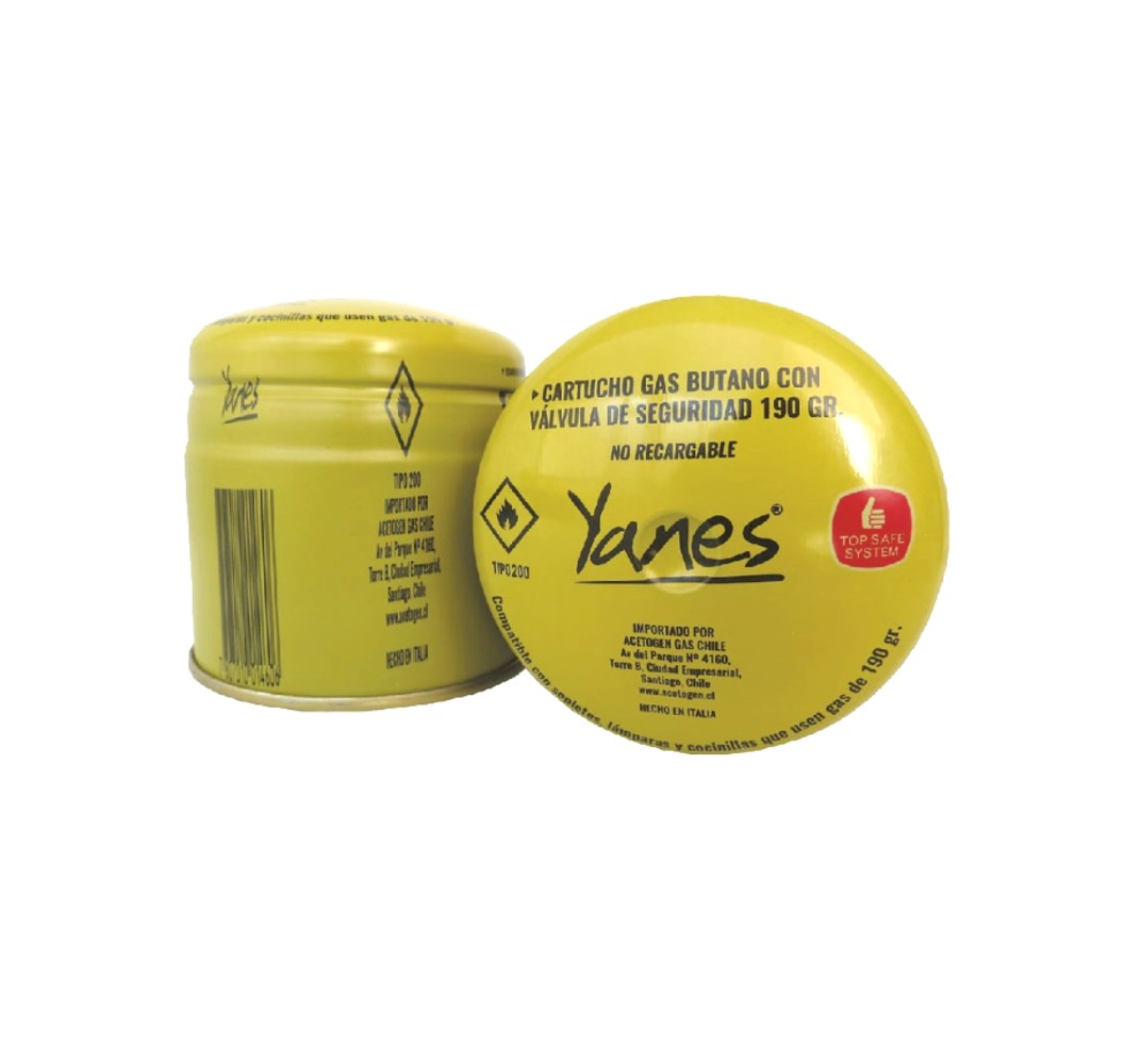 GAS BUTANO CON VALVULA DE SEGURIDAD 190gr